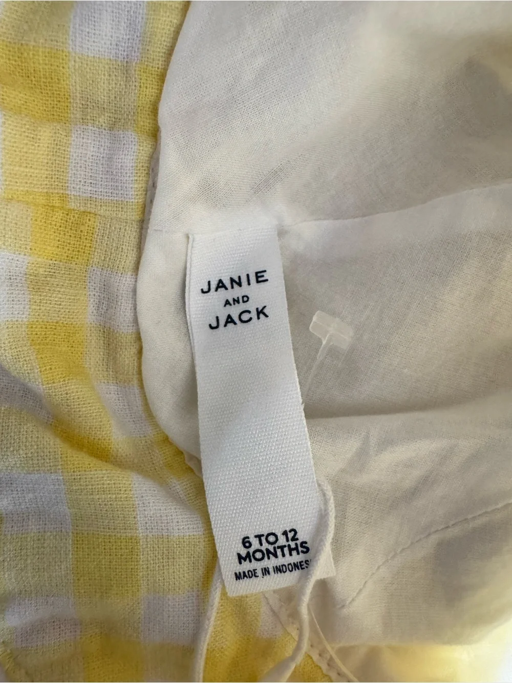 Janie and Jack Yellow and White Gingham Baby Hat